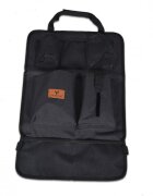 CANGAROO Protectie spatar si organizator auto pentru copii BlackModel universalProtejeaza scaunul din fata de murdarieBuzunare multipleCompartiment pentru seervetele umede si SticlaDimensiune 59x39 cm