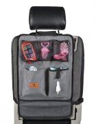 CANGAROO Protectie spatar si organizator auto pentru copii GreyModel universalProtejeaza scaunul din fata de murdarieBuzunare multipleCompartiment pentru seervetele umede si Sticla
