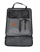 CANGAROO Protectie spatar si organizator auto pentru copii GreyModel universalProtejeaza scaunul din fata de murdarieBuzunare multipleCompartiment pentru seervetele umede si Sticla