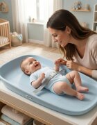 CANGAROO Saltea de infasat din spuma moale EVA Nuvia blue 69x44 cm prevazuta cu centura de siguranta suprafata impermeabila taliometru baza antiderapanta design portabil