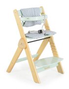 CANGAROO Scaun de masa multifunctional Caramel Mint 2in1 din lemn cu sezut reglabil 3 nivelede la 6lunisuport picioare reglabil 6 nivelepliere compactacentura de sigurantapernuta moale inclusapicioare antiderapante
