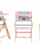 CANGAROO Scaun de masa multifunctional Caramel Pink 2in1 din lemn cu sezut reglabil 3 nivelede la 6lunisuport picioare reglabil 6 nivelepliere compactacentura de sigurantapernuta moale inclusapicioare antiderapante