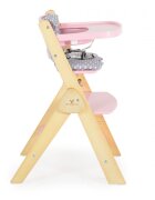 CANGAROO Scaun de masa multifunctional Caramel Pink 2in1 din lemn cu sezut reglabil 3 nivelede la 6lunisuport picioare reglabil 6 nivelepliere compactacentura de sigurantapernuta moale inclusapicioare antiderapante