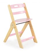 CANGAROO Scaun de masa multifunctional Caramel Pink 2in1 din lemn cu sezut reglabil 3 nivelede la 6lunisuport picioare reglabil 6 nivelepliere compactacentura de sigurantapernuta moale inclusapicioare antiderapante