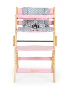 CANGAROO Scaun de masa multifunctional Caramel Pink 2in1 din lemn cu sezut reglabil 3 nivelede la 6lunisuport picioare reglabil 6 nivelepliere compactacentura de sigurantapernuta moale inclusapicioare antiderapante