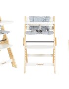 CANGAROO Scaun de masa multifunctional Caramel White 2in1 din lemn cu sezut reglabil 3 nivelede la 6lunisuport picioare reglabil 6 nivelepliere compactacentura de sigurantapernuta moale inclusapicioare antiderapante