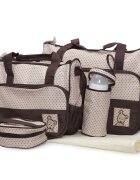 CANGAROO Set 5 piese cu Geanta multifunctionala pentru mamici Mama Bag Stella Brown compartimente practicecu maner reglabilhusa termoizolanta pentru biberonsalteluta gentuta suzete si geanta scutece