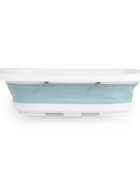 CANGAROO Set de baie 2in1 Como Albastru cu design PliabilMasuta de infasat impermeabila cu taliometruCadita pliabila cu furtun scurgere apaOrganizatorPolita pentru accesoriiInaltime confortabila pentru parinti