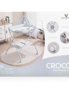 CANGAROO Set Multifunctional Masuta schimbat scutece pliabila cu Saltea Croco GriSaltea cu TaliometruHusa detasabila cu fermoarInaltime reglabila pe 5 niveleRoti cu blocareBara cu jucariiOrganizatorPolita accesorii