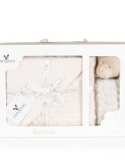 CANGAROO Set paturica 75x100cm si jucarie de atasament Bennie Beige din bumbac Minkyin cutie cadou eleganta