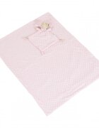 CANGAROO Set paturica 75x100cm si jucarie de atasament Bennie Pink din bumbac Minkyin cutie cadou eleganta