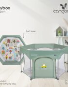 CANGAROO Tarc de joaca hexagonal pentru copii Playbox Pinkpliabil compactbaza termoizolantapereti cu plasa interioara 360 pentru vizibilitate si ventilatieintrare cu fermoarconstructie usoara si stabila139x118x74.5 cm