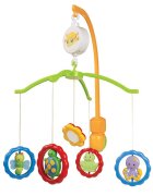 CANPOL Carusel muzical din plastic cu maner universal Animalute cu oglinzi