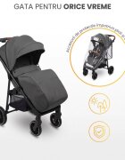 CARETERO Carucior pentru copii Elma Dark Grey 0-4 anispatar reglabil roti EVA copertina extensibila maner parental reglabil husa de ploaie si saculet iarna incluse