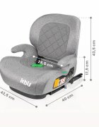 CARETERO Inaltator auto copii Irbis I-Size Graphite 125-150 cm fixare cu isofix centura de ghidaj spatar reglabil si detasabil husa lavabila cotiere Certificat R129