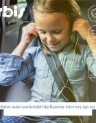 CARETERO Inaltator auto copii Irbis I-Size Graphite 125-150 cm fixare cu isofix centura de ghidaj spatar reglabil si detasabil husa lavabila cotiere Certificat R129
