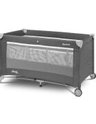 CARETERO Patut pentru copii Basic Plus Graphite pliabil cu doua nivele roti fereastra cu fermoar saltea pliabila si geanta transport incluse