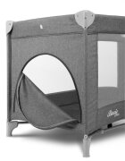 CARETERO Patut pentru copii Basic Plus Graphite pliabil cu doua nivele roti fereastra cu fermoar saltea pliabila si geanta transport incluse