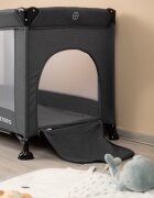 CARETERO Patut pliabil pentru copii Basic Graphite cu un nivelfereastra acces cu fermoar saltea pliabila 120x690 cm si geanta transport incluse greutate admisa 15 kg dimensiune 125x66x75.5 cm