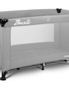 CARETERO Patut pliabil pentru copii Basic Grey cu un nivelfereastra acces cu fermoar saltea pliabila 120x690 cm si geanta transport incluse greutate admisa 15 kg dimensiune 125x66x75.5 cm