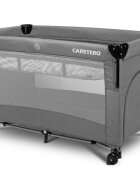CARETERO Patut pliabil pentru copii cu etaj suplimentar laterala culisanta roti cu blocare fereastra acces cu fermoar saltea pliabila si geanta transport incluse Esti grafit