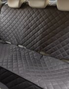CARETERO Protectie dubla matlasata pentru bancheta auto Black 127x125 cmcu orificii pentru isofix si centuri de sigurantabenzi elasticematerial impermeabil