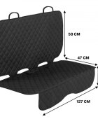 CARETERO Protectie dubla matlasata pentru bancheta auto Black 127x125 cmcu orificii pentru isofix si centuri de sigurantabenzi elasticematerial impermeabil