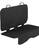 CARETERO Protectie dubla matlasata pentru bancheta auto Black 127x125 cmcu orificii pentru isofix si centuri de sigurantabenzi elasticematerial impermeabil
