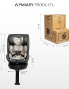 CARETERO Scaun auto copii Fortis I-Size Burgundy 40-150 cm cu baza isofix si picior stabilizare sezut rotativ tetiera reglabila spatar reglabil fante de aerisire