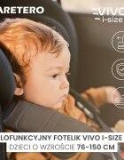 CARETERO Scaun auto copii Vivo Graphite i-Size 76-150 cmcertificat R12903tetiera reglabilahusa detasabilacenturi cu pernute moipernuta reductor inclusa