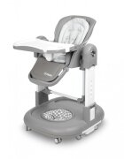CARETERO Scaun de masa multifunctional Sitron Gri 3in1 transformabil in scaun de masabalansoarpremergator masuta si suport picioare reglabile inaltime ajustabila roti silentioase centuri de siguranta pernuta reductor