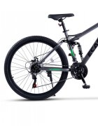 CARPAT Bicicleta MTB Full-Suspension E- E2460A GriNegruVerde roti 24 inch inaltime utilizator 130-150 cm greutate suportata 100 kg