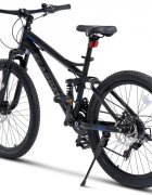 CARPAT Bicicleta MTB Full-Suspension E- E2460A NegruGriAlbastru roti 24 inch inaltime utilizator 130-150 cm greutate suportata 100 kg