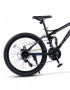 CARPAT Bicicleta MTB Full-Suspension E- E2460A NegruGriAlbastru roti 24 inch inaltime utilizator 130-150 cm greutate suportata 100 kg