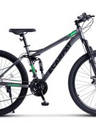 CARPAT Bicicleta MTB Full-Suspension E- E2660A GriNegruVerde roti 26 inch 150-165 cm inch greutate suportata 100 kg