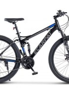 CARPAT Bicicleta MTB Full-Suspension E- E2660A NegruGriAlbastru 26 inch 150-165 cm inch greutate suportata 100 kg