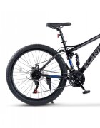 CARPAT Bicicleta MTB Full-Suspension E- E2660A NegruGriAlbastru 26 inch 150-165 cm inch greutate suportata 100 kg