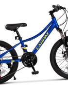 CARPAT Bicicleta pentru copii 7-10 ani Polestar C20261A AlbastruGalben 21 viteze frane pe disc roti 20 inch cabluri integrate