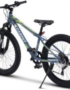 CARPAT Bicicleta pentru copii E Ride S24109C AlbastruVerde 24 inch echipare Shimano anvelope late furca cu suspensie frane disc 7 viteze