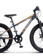 CARPAT Bicicleta pentru copii E Ride S24109C Gri 24 inch echipare Shimano anvelope late furca cu suspensie frane disc 7 viteze