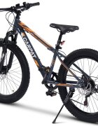 CARPAT Bicicleta pentru copii E Ride S24109C Gri 24 inch echipare Shimano anvelope late furca cu suspensie frane disc 7 viteze