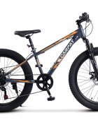 CARPAT Bicicleta pentru copii E Ride S24109C Gri 24 inch echipare Shimano anvelope late furca cu suspensie frane disc 7 viteze