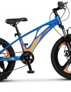 CARPAT Bicicleta pentru copii Mountain Bike AlbastruPortocaliu 20 inch schimbator spate Gilong 7 viteze schimbator fata rotativ frana disc fataspate cadru aluminiu furca supensie roti 3 spite magneziu