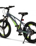 CARPAT Bicicleta pentru copii Mountain Bike GriVerde 20 inch schimbator spate Gilong 7 viteze schimbator fata rotativ frana disc fataspate cadru aluminiu furca supensie roti 3 spite magneziu