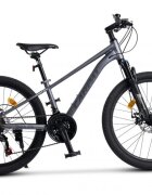 CARPAT Bicicleta pentru copii MTB-HT Pro Teen C24472A GriNegru roti 24 inch cadru aluminiu 21 viteze echipare Shimano frane disc mecanice cabluri integrate
