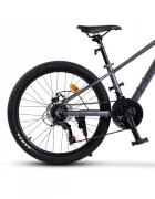 CARPAT Bicicleta pentru copii MTB-HT Pro Teen C24472A GriNegru roti 24 inch cadru aluminiu 21 viteze echipare Shimano frane disc mecanice cabluri integrate