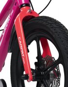 CARPAT Bicicleta pentru copii PRO C16144B 16 inch FucsiaRoz 4-6 ani Cadru aluminiu cu Suspensie Frane mecanice disc Aparatoare lant Janta Magneziu Aparatori noroi fataspate Sonerie