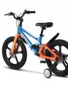 CARPAT Bicicleta pentru copii PRO C18144B 18 inch AlbastruPortocaliu 5-7 ani Cadru aluminiu cu Suspensie Frana spate tambur frana fata V-Brake Aparatoare lant Janta Magneziu Aparatori noroi fataspate Sonerie