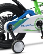 CARPAT Bicicleta pentru copii PRO C18144B 18 inch VerdeAlbastru 5-7 ani Cadru aluminiu cu Suspensie Frana spate tambur frana fata V-Brake Aparatoare lant Janta Magneziu Aparatori noroi fataspate Sonerie