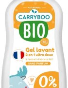 Carryboo Sampon si gel dus Bio delicat pentru bebelusi fara parfum cu extract de caise 500 ml